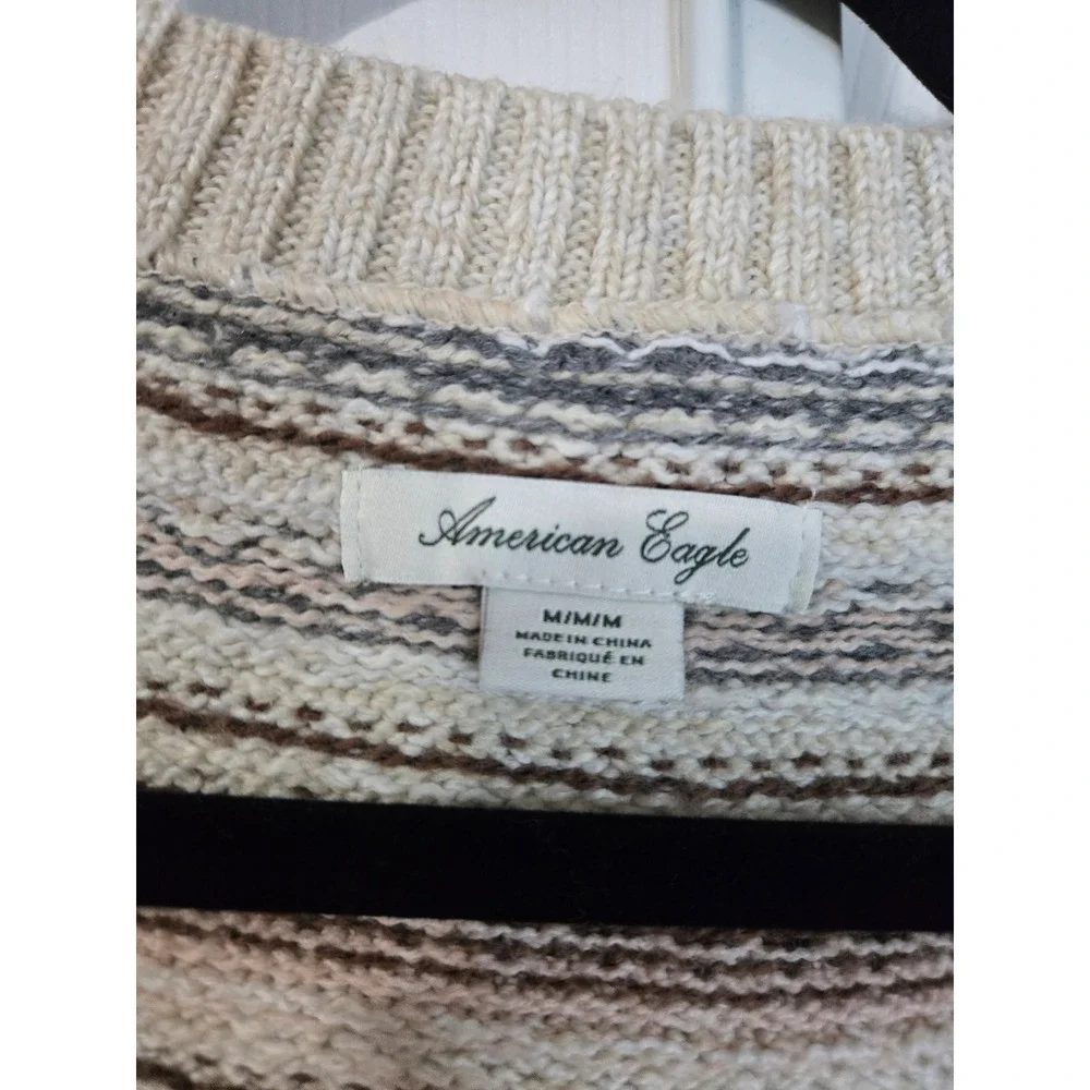 American Eagle Fair Isle Sweater Vest V-Neck Cropped Knit Mens Medium
